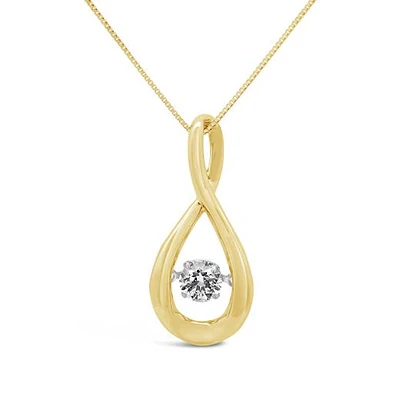 New Brilliance 10K Yellow Gold Lab Grown 0.30CT Dancing Diamond Infinity Pendant
