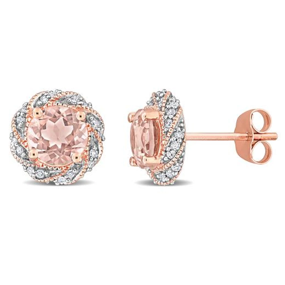 Julianna B 14K Rose Gold Morganite and Diamond Earrings