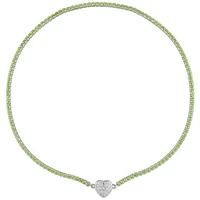 Julianna B Sterling Silver Peridot & Created White Sapphire Heart 17" Necklace