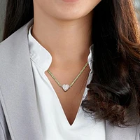Julianna B Sterling Silver Peridot & Created White Sapphire Heart 17" Necklace