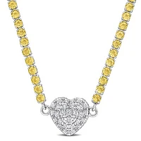 Julianna B Sterling Silver Citrine and Created White Sapphire Heart 17" Necklace