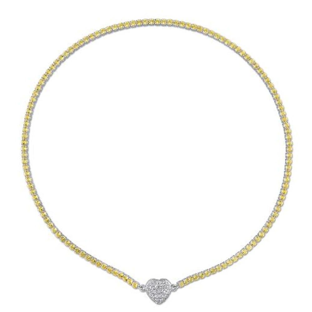 Julianna B Sterling Silver Citrine and Created White Sapphire Heart 17" Necklace