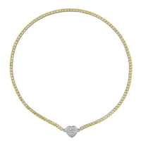 Julianna B Sterling Silver Citrine and Created White Sapphire Heart 17" Necklace