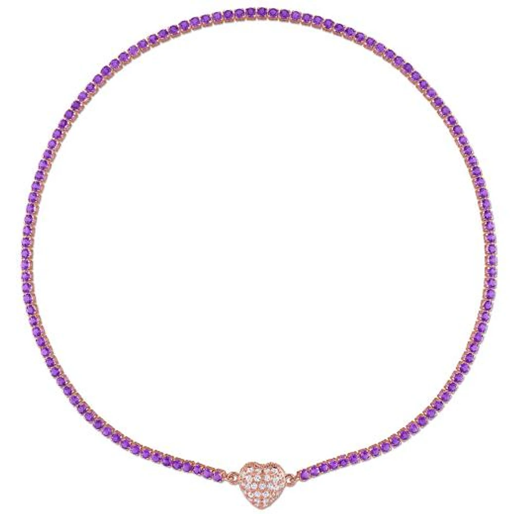 Julianna B Rose Plated Sterling Silver Amethyst and Created Sapphire Necklace