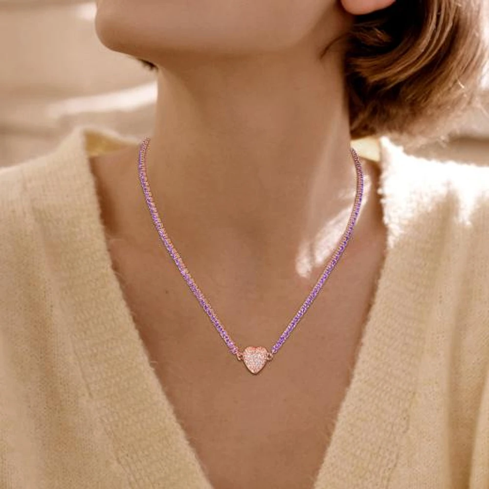 Julianna B Rose Plated Sterling Silver Amethyst and Created Sapphire Necklace
