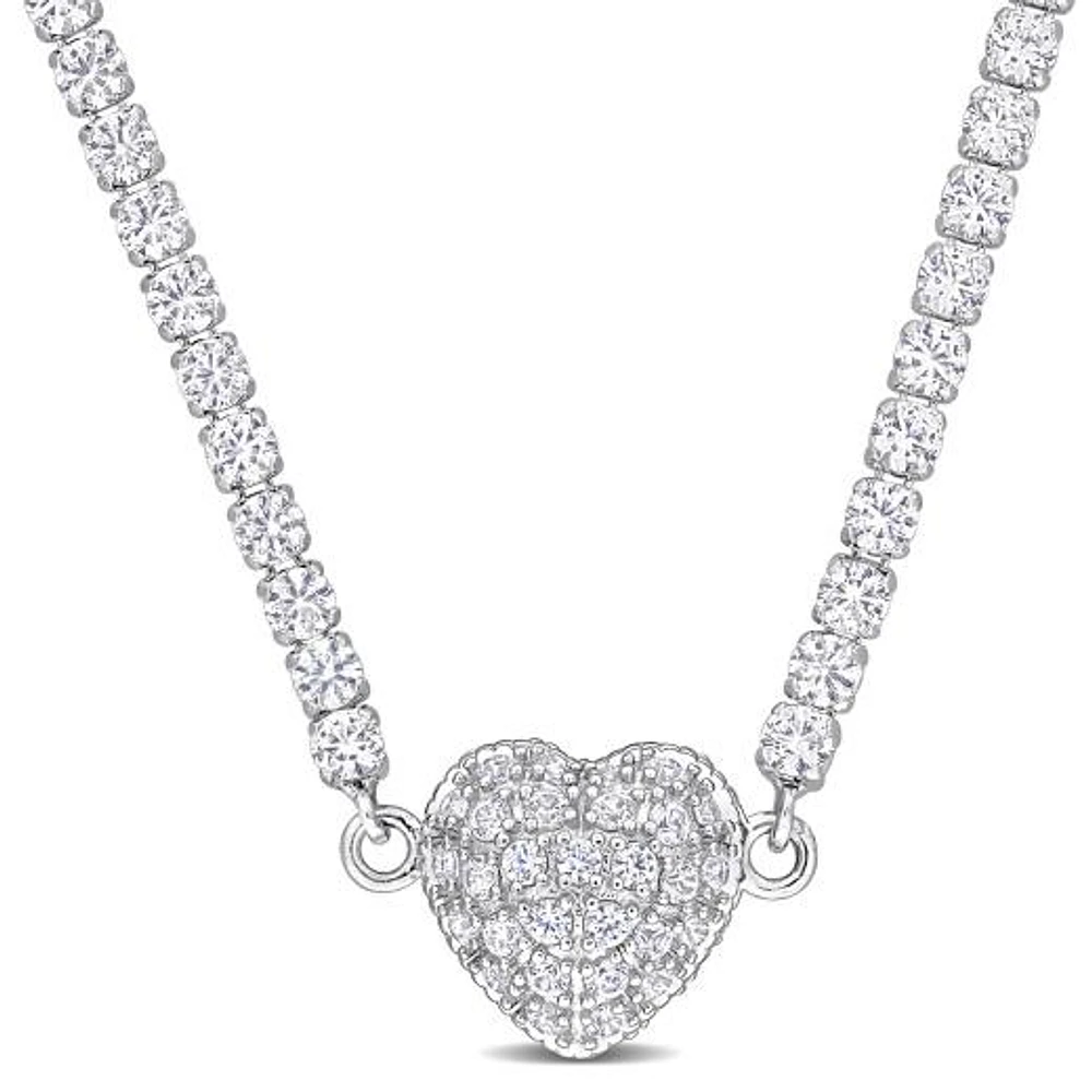Julianna B Sterling Silver Amethyst and Created White Sapphire 17" Necklace