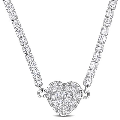 Julianna B Sterling Silver Amethyst and Created White Sapphire 17" Necklace
