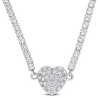 Julianna B Sterling Silver Amethyst and Created White Sapphire 17" Necklace