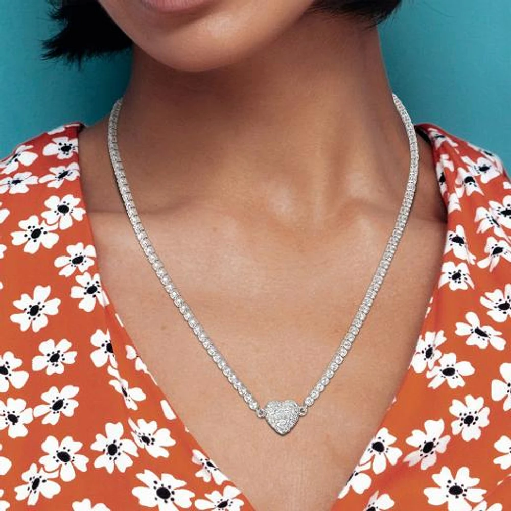 Julianna B Sterling Silver Amethyst and Created White Sapphire 17" Necklace
