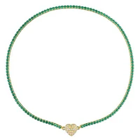 Julianna B Yellow Plated Sterling Silver Created Emerald-Sapphire 17" Necklace