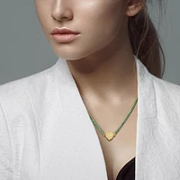 Julianna B Yellow Plated Sterling Silver Created Emerald-Sapphire 17" Necklace
