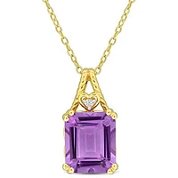 Julianna B Yellow Plated Sterling Silver Amethyst and White Topaz Pendant