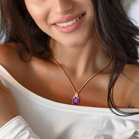 Julianna B Yellow Plated Sterling Silver Amethyst and White Topaz Pendant