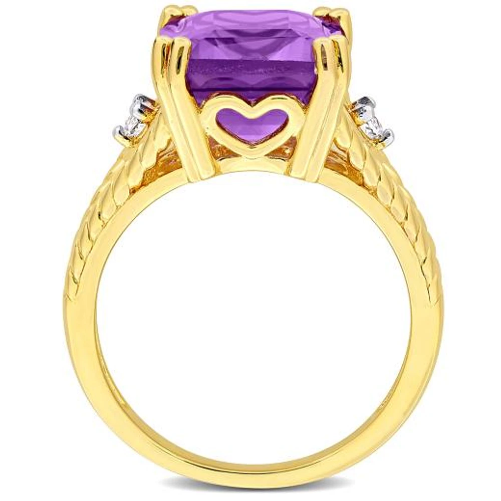 Julianna B Yellow Plated Sterling Silver Amethyst and White Topaz Ring