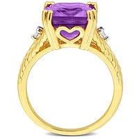 Julianna B Yellow Plated Sterling Silver Amethyst and White Topaz Ring