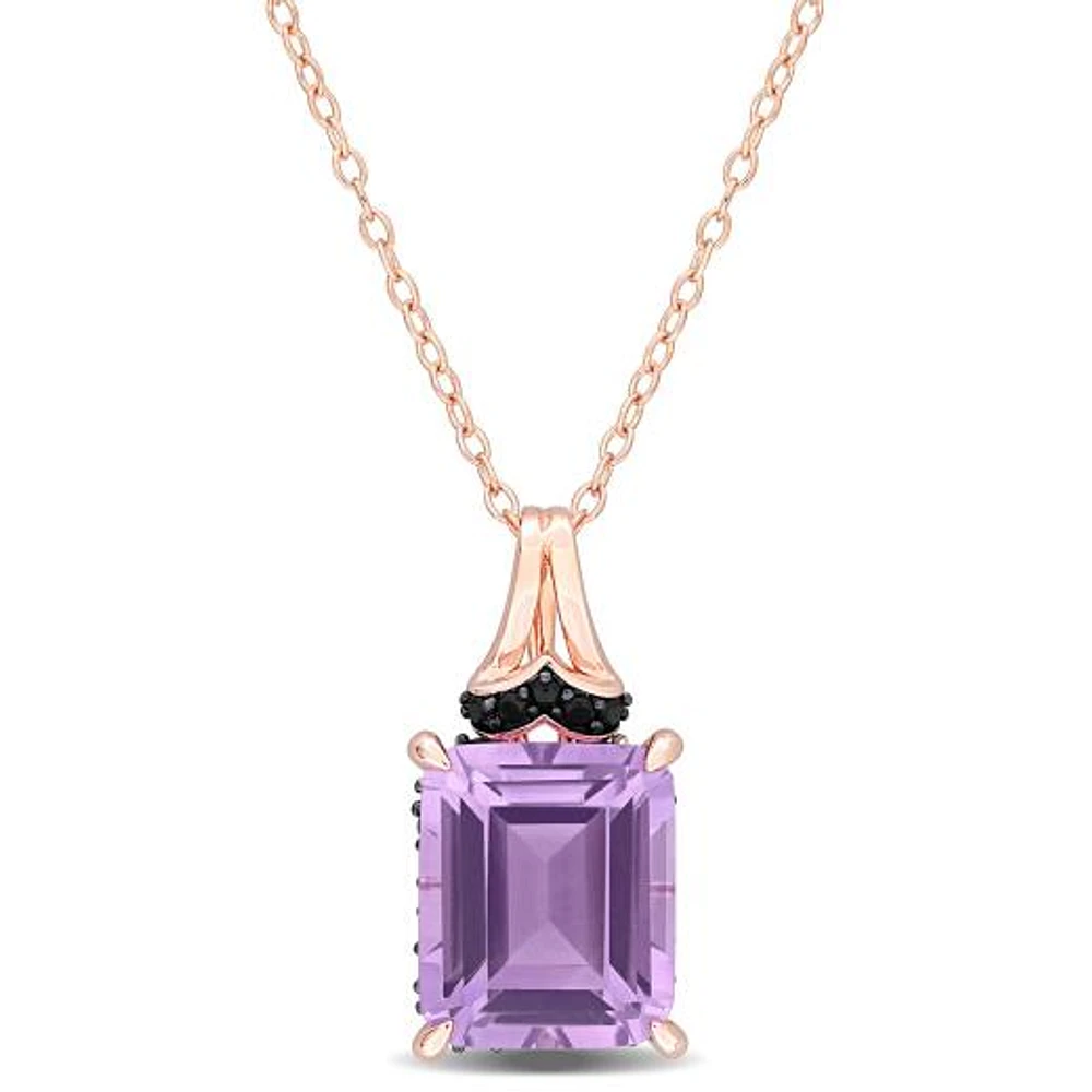 Julianna B Pink Plated Sterling Silver Amethyst and Black Sapphire Pendant