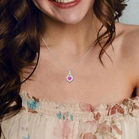 Julianna B Sterling Silver Created Pink and Created White Sapphire Heart Pendant