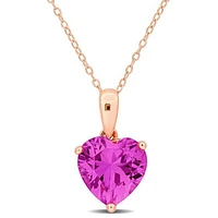 Julianna B Rose Plated Sterling Silver Created Pink Sapphire Heart Pendant