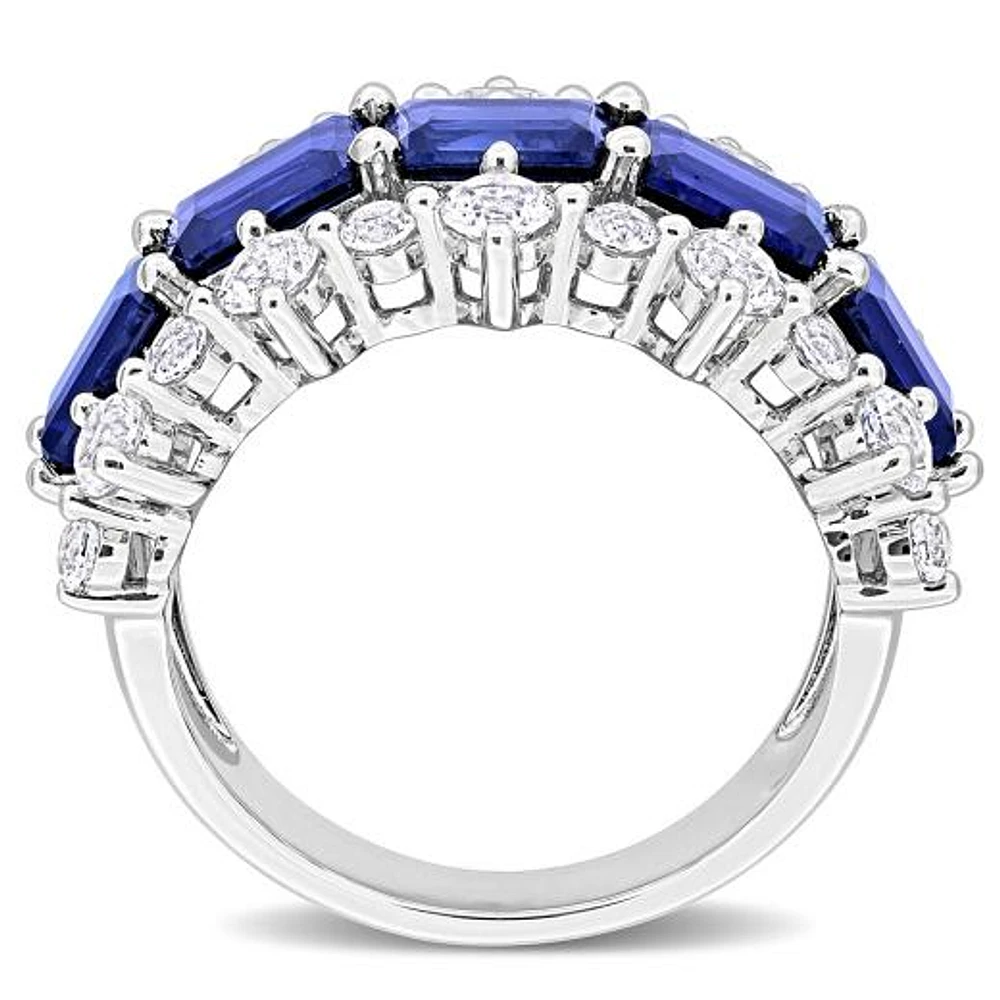 Julianna B Sterling Silver Created Blue and White Sapphire Ring