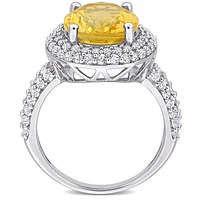 Julianna B Sterling Silver Citrine and White Topaz Ring