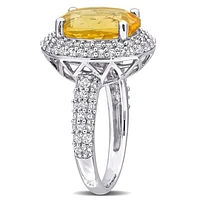Julianna B Sterling Silver Citrine and White Topaz Ring