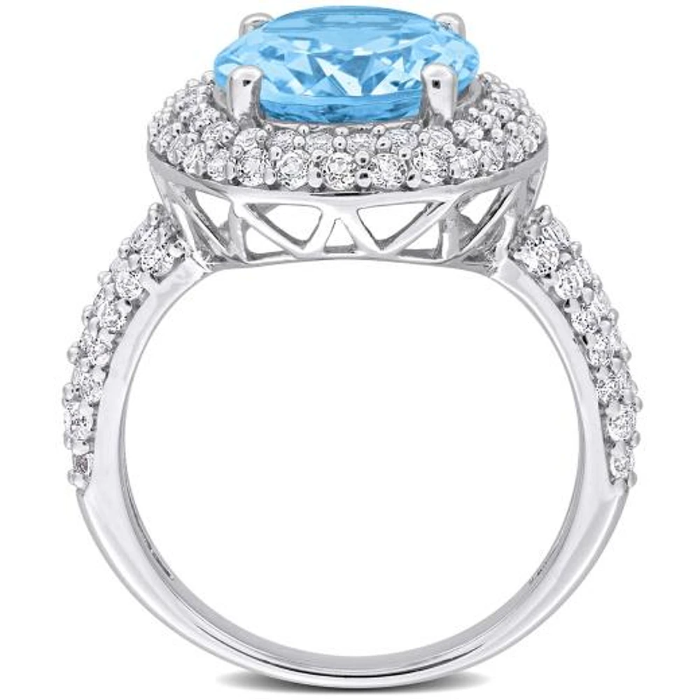 Julianna B Sterling Silver Sky Blue Topaz and White Ring
