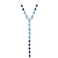 Julianna B Sterling Silver London, Sky and Swiss Blue Topaz White Topaz Necklace