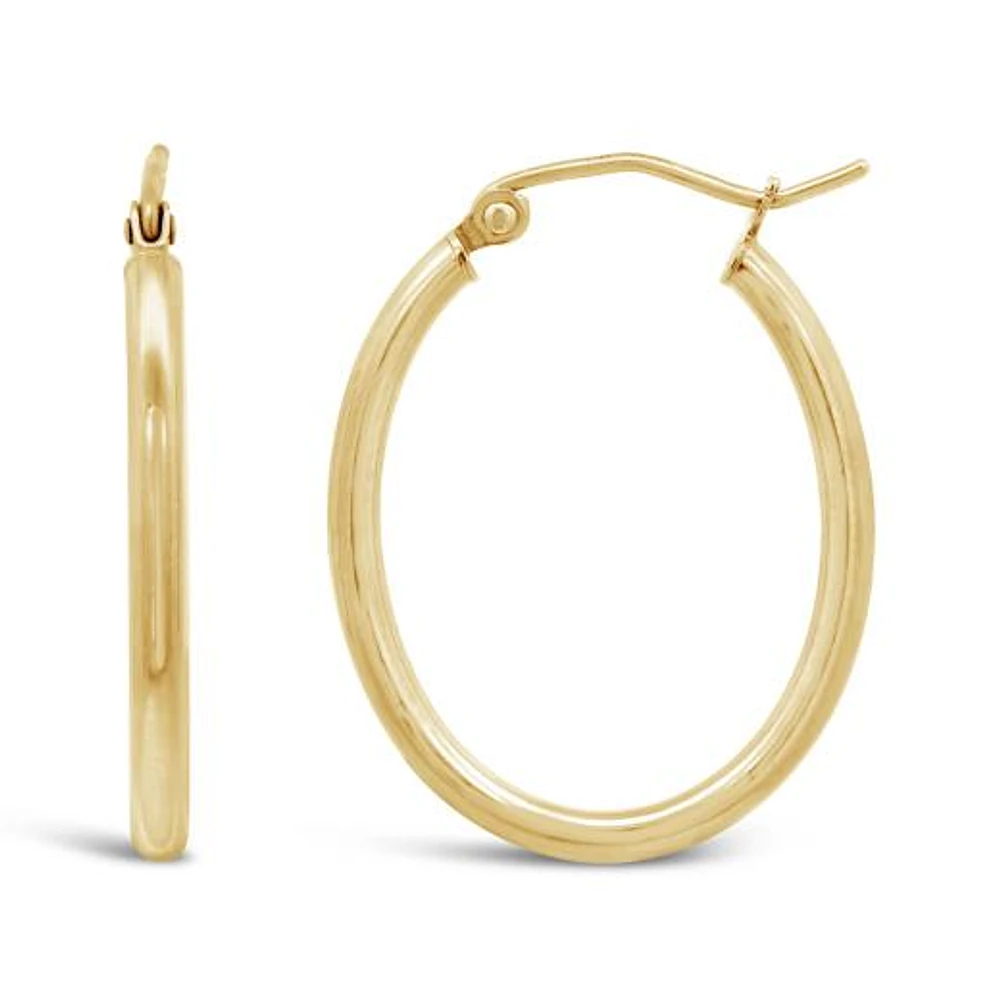 14K Yellow Gold 27mmx20mm Oval Hoop Earrings