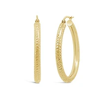 14K Yellow Gold 30mm Diamond Cut Hoop Earrings