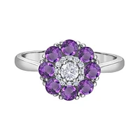 10K White Gold Amethyst & Canadian Diamond Halo Ring