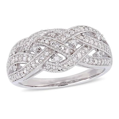 Julianna B Sterling Silver 0.24CTW Diamond Twist Band