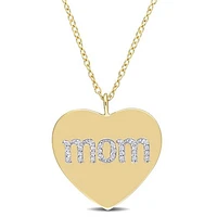 Julianna B Yellow Plated Sterling Silver Diamond Heart Mom Pendant