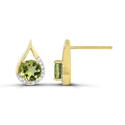10K Yellow Gold Peridot & Diamond Earrings