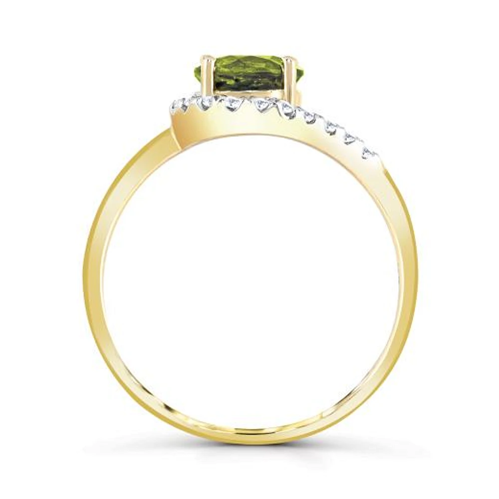 10K Yellow Gold Peridot & Diamond Ring