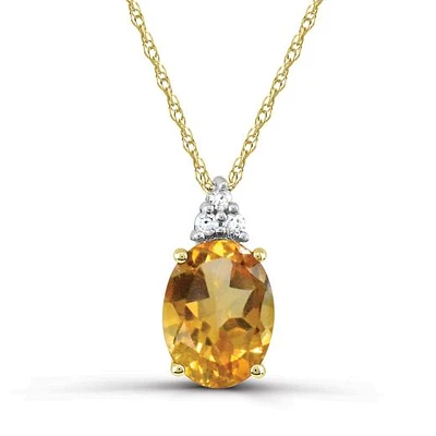 10K Yellow Gold Citrine & Diamond Pendant