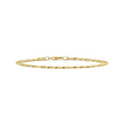 10K Yellow Gold 8.5" Solid Diamond Cut Figarucci Bracelet