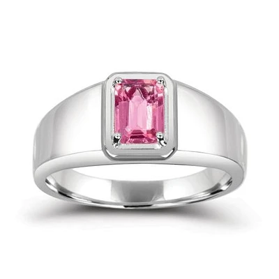 Sterling Silver Pink Tourmaline Men's Ring