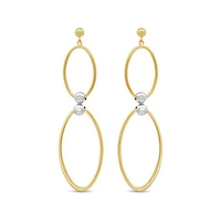 10K Two Tone Gold Oval Drop Earrings