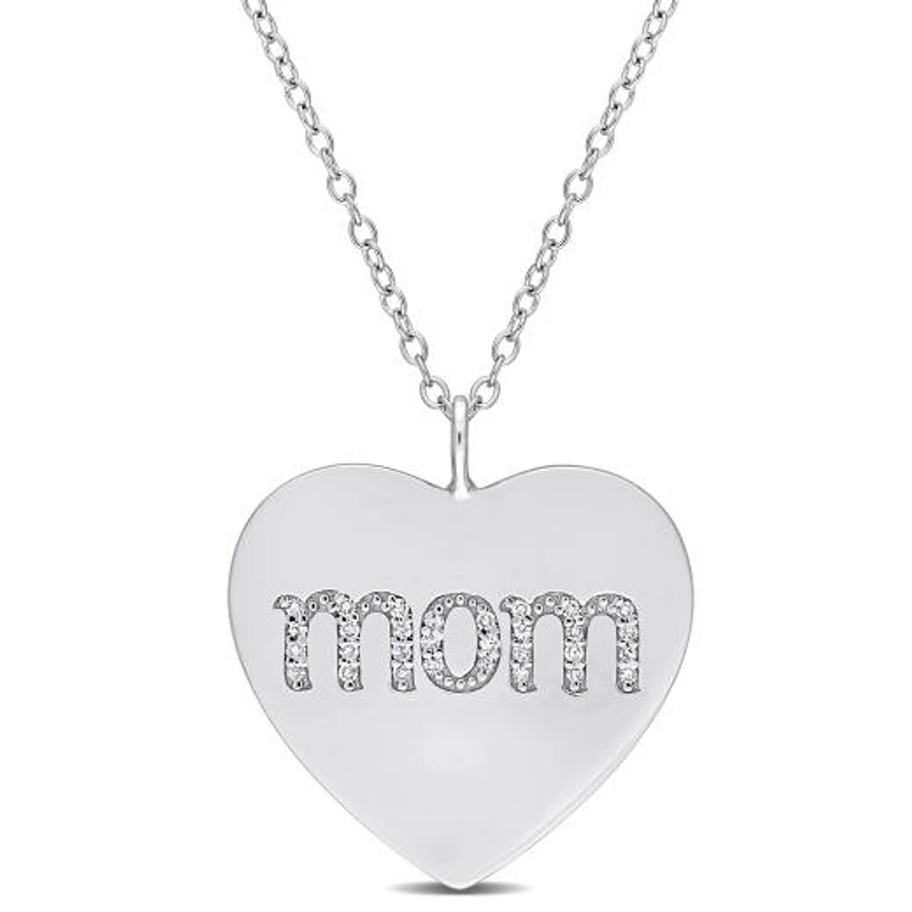Julianna B Sterling Silver Diamond Mom Pendant