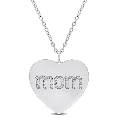 Julianna B Sterling Silver Diamond Mom Pendant