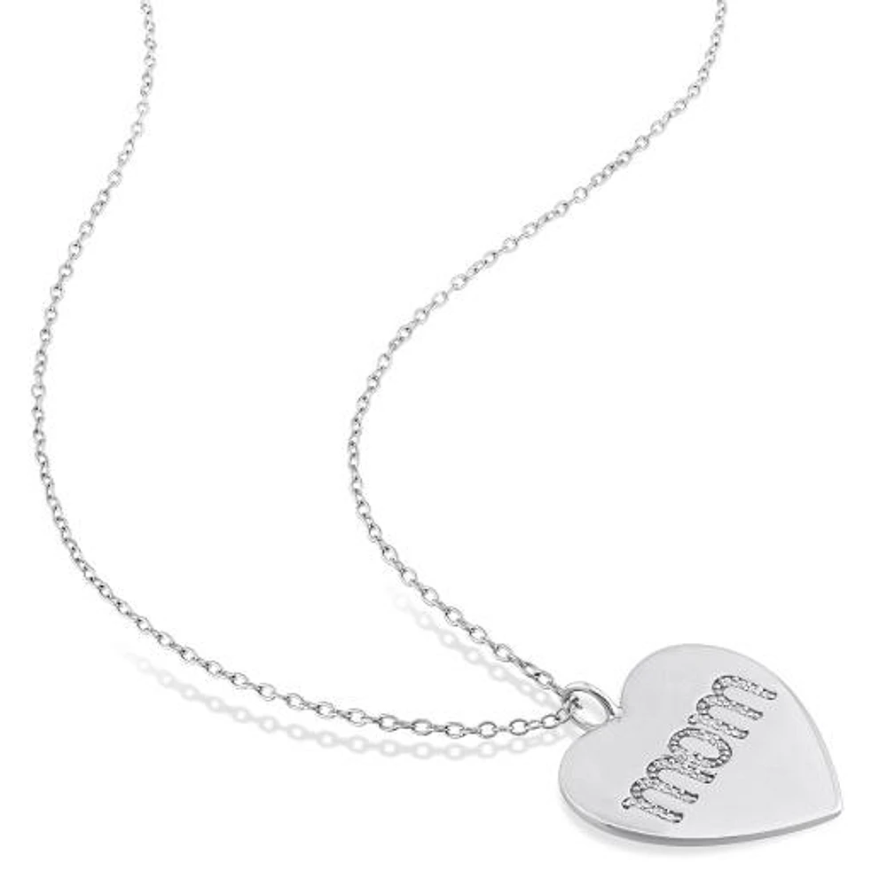 Julianna B Sterling Silver Diamond Mom Pendant