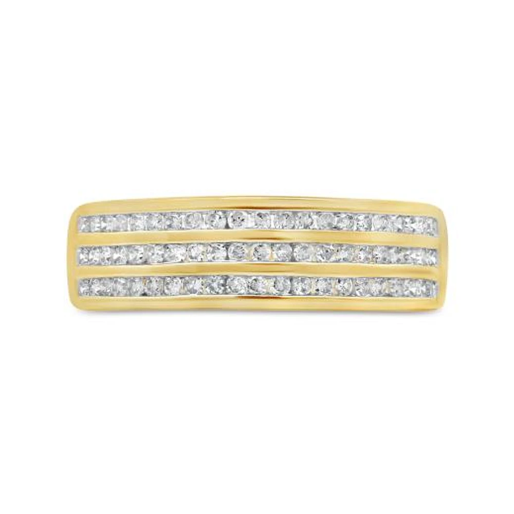 0.40CTW Diamond Three Row Band in 10K Yellow Gold