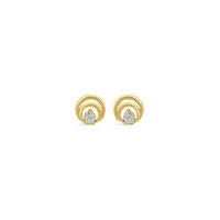 Glacier Fire Canadian Diamond Circle Stud Earrings in 10K Yellow Gold