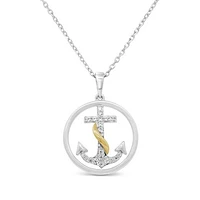 Diamond Anchor Pendant in Sterling Silver & 10k Yellow Gold