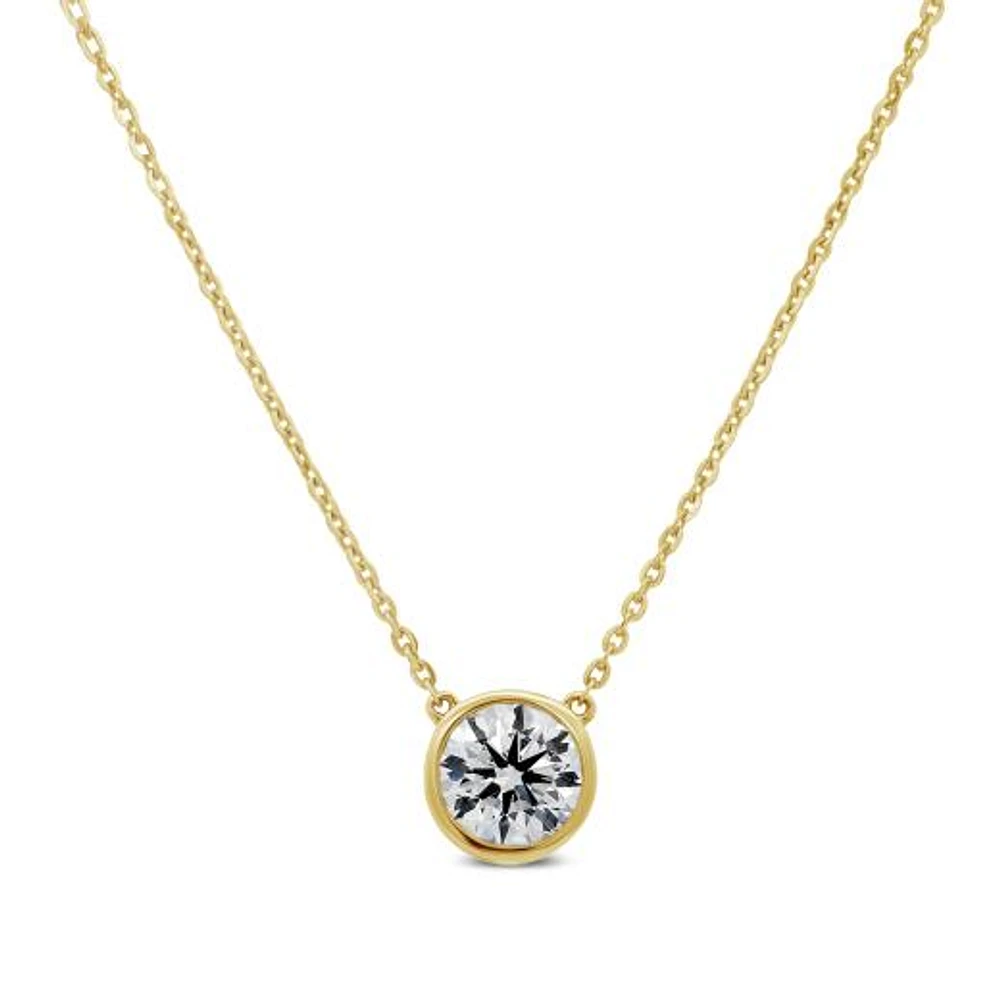 New Brilliance Lab Grown 1.50CT Diamond Bezel Set Necklace in 10K Yellow Gold