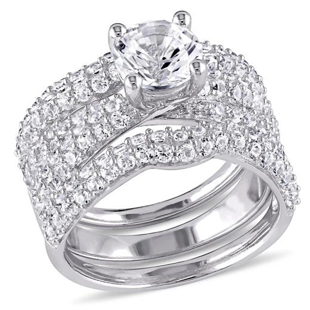 JULIANNA B Sterling Silver Created White Sapphire Bridal Set