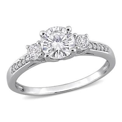 Julianna B 10K White Gold Created Sapphire & Diamond Engagement Ring