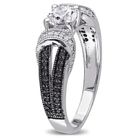 JULIANNA B Sterling Silver Created White Sapphire, Black & Diamond Ring