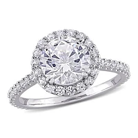 Julianna B Sterling Silver Created White Sapphire Halo Ring