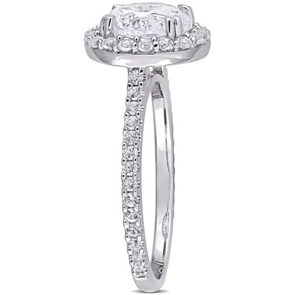 Julianna B Sterling Silver Created White Sapphire Halo Ring